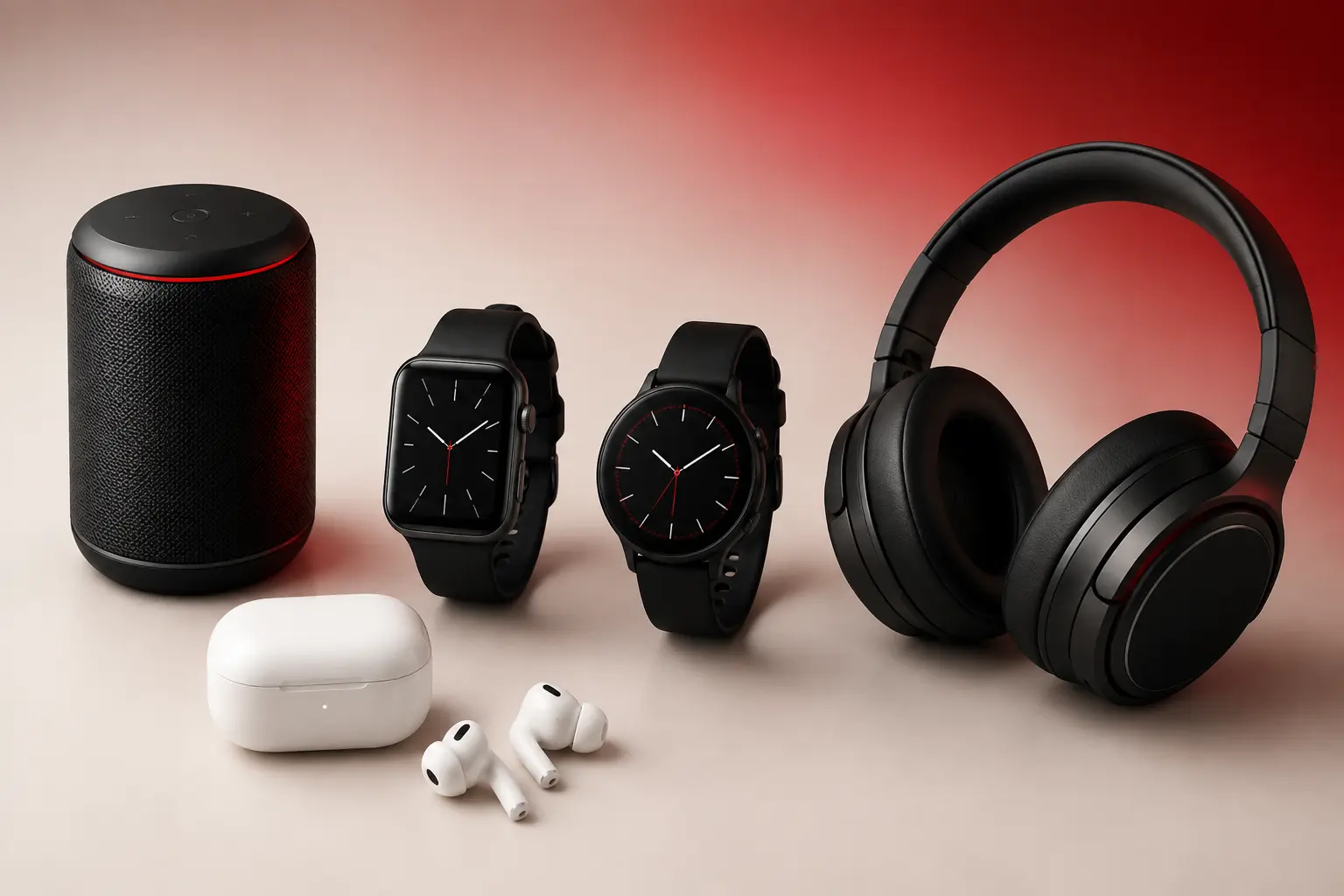 Bluetooth speaker, smart watches, wireless earbuds and headphones